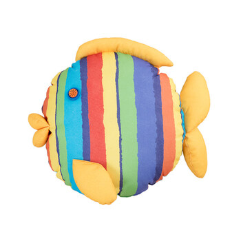 抱枕靠垫 接吻鱼抱枕靠枕沙发抱枕可爱卡通靠枕 彩条 42*42cm