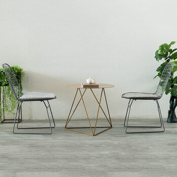 铁艺茶几客厅会客圆桌咖啡厅时尚桌子休闲吧桌椅个性椅子 金色茶几