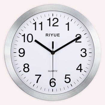 riyue12英寸客厅圆形创意时钟现代简约家庭静音电子石英钟sn9230 粉红