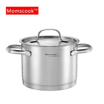 Momscook 德国工艺进口18/10不锈钢奶锅 宝宝辅食锅16CM高度12CM 不锈钢色