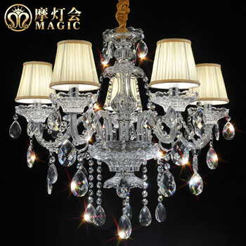 摩灯会 欧式吊灯 水晶灯 K9水晶布艺 卧室灯餐厅吊灯 灯具 8332-5 出口级k9水晶
