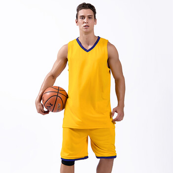 篮球服男士运动套装透气吸汗速干球衣男篮球服定制 黄色 l
