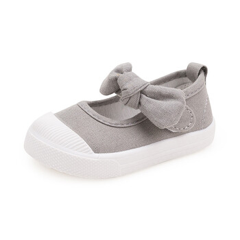 2018春季新款童鞋宝宝鞋子1-3岁女童公主单鞋小童软底防滑帆布鞋 灰色