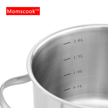 Momscook 德国工艺进口18/10不锈钢奶锅 宝宝辅食锅16CM高度12CM 不锈钢色