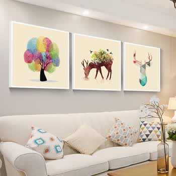 北欧客厅装饰画沙发背景墙挂画欧式挂画现代简约餐厅卧室壁画三联画墙