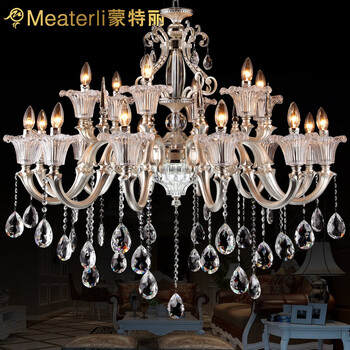 蒙特丽欧式豪华镀银水晶吊灯 66169灯头带led光源灯具 别墅酒店客厅灯(B) 18头