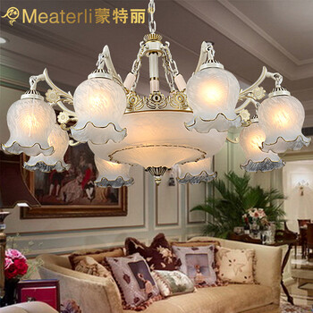 蒙特丽 客餐厅吊灯9055B-9头 欧式田园仿云石灯具 花朵(B)