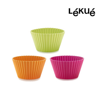 
                                        LEKUE/乐葵 蛋糕模具 炫彩麦芬小号6只套装烘焙工具 铂金硅胶模具                