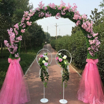 婚庆樱花拱门欧式花门森系拱门结婚花架开业婚礼场景布置 粉色系