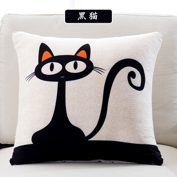 抱枕靠垫沙发床头靠背汽车腰枕抱枕套芯办公室靠背垫生日礼物 黑猫