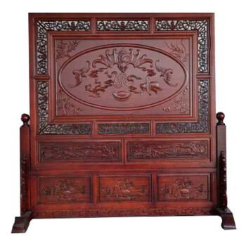 
                                        东阳木雕 年年有余 开业乔迁搬家礼品 落地屏 屏风 插屏 座屏 实木客厅玄关隔断                