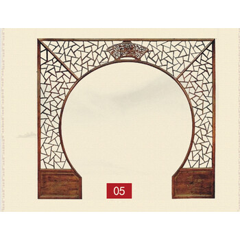 榆木玄关雕花隔断墙仿古门窗屏风中式月亮门实木月洞拱门 白胚c款2.