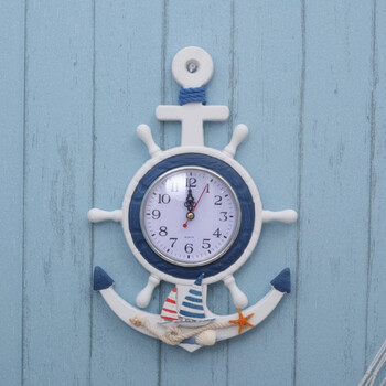 地中海风格家居锚舵手钟 航海舵 创意家居壁挂壁饰钟饰儿童房饰品