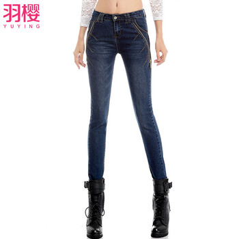 羽樱 2016欧美收腰修身提臀显瘦复古中腰微喇叭牛仔裤长裤子女YI69A 图片色 27码