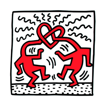 经典挖掘机凯斯哈林keith haring 爱心小人 现代简约装饰画挂画 4 40*