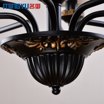 名御美式乡村铁艺吊灯茶楼客厅餐厅卧室灯具 简约北欧复古过道灯 6头