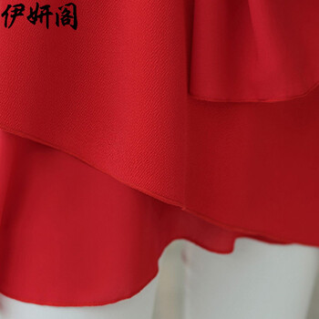 伊妍阁2015秋装新款女装韩版时尚修身长袖雪纺打底衫女 012# 红色 5XL