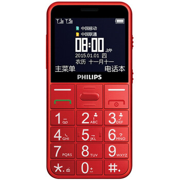 飞利浦 (E310) 喜庆红 移动联通2G手机 双卡双待