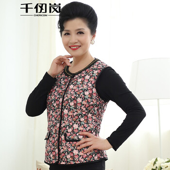 
                                        千仞岗冬款女装羽绒服 中老年花色马夹内恤妈妈装羽绒马甲内胆8062 937黑色 2XL/180                