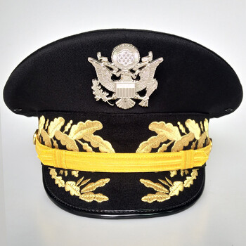 美军大盖帽 海军大盖帽 美国海军帽 机长大盖帽 船员制服 黑帽银帽徽
