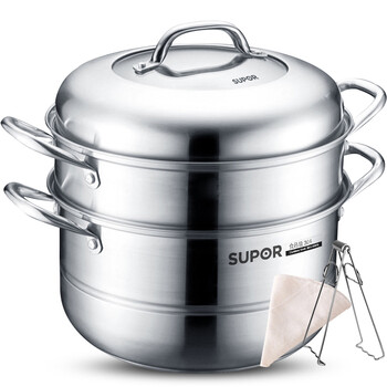 
                                        苏泊尔（SUPOR） 304不锈钢蒸锅28cm双层复底汤锅二层蒸笼电磁炉锅具SZ28B4                
