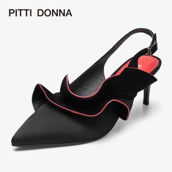 PITTI DONNA 款女鞋时尚休闲尖头系带细高跟凉鞋PD 9M60102A 黑色 BKF 37