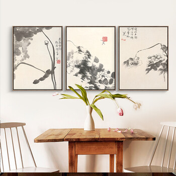 新中式客厅装饰画中国风三联玄关餐厅走廊禅意挂画沙发背景墙壁画