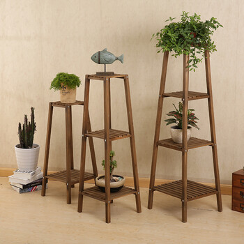 简约现代多层实木花架木质花架特价花架子组装客厅阳台室内 两层原木