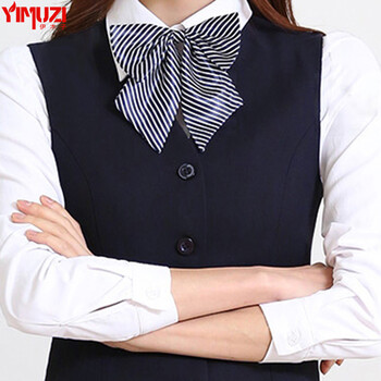 伊木子2016年春款新款马夹职业装女装银行酒店工作服马甲套裙套裤空姐制服858M 藏蓝马甲+衬衣+西裤 3XL