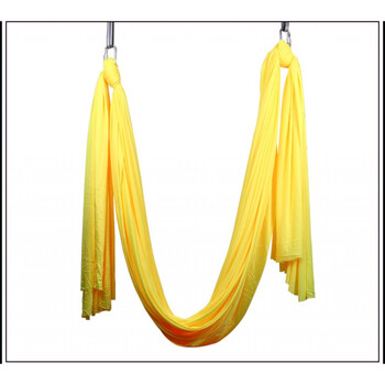 空中瑜伽吊床弹力布瑜伽绳伸展带有弹力反重力吊盘承重 黄色7米