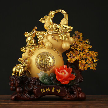 摆件 貔貅金蟾大象水晶树风水招财工艺品开业礼品2924 小号福禄吉祥