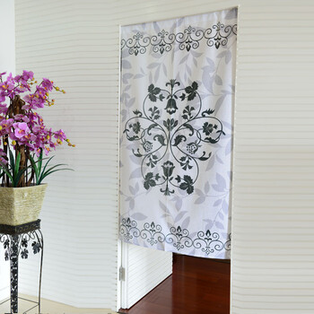
                                        风雅荷塘 罗马假日 85*150CM 经编纱精品印花风水门帘 布艺 隔断 送杆 白色                