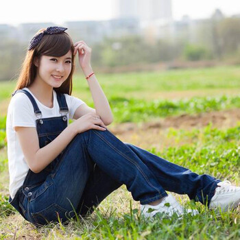 千穆 2015牛仔背带裤女韩版潮新款大码休闲背带长裤连体裤连衣裤 蓝色 L