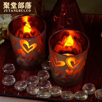 
                                        聚堂部落（jutangbuluo） 浪漫婚庆 装饰家居 蜡烛玻璃杯 含托盘石子 款式四                