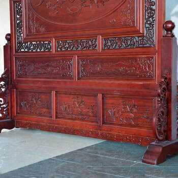 
                                        东阳木雕 年年有余 开业乔迁搬家礼品 落地屏 屏风 插屏 座屏 实木客厅玄关隔断                