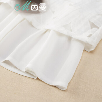 【秋冬特惠】茵曼春装新款淑女提花圆领长袖套头雪纺衫女【8532910044】 象牙白 M