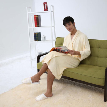 做竹100竹纤维浴袍男女士毛巾料睡衣睡袍情侣家居服汗蒸服游泳温泉度假浴衣 天蓝色 175XL