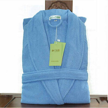 做竹100竹纤维浴袍男女士毛巾料睡衣睡袍情侣家居服汗蒸服游泳温泉度假浴衣 天蓝色 175XL