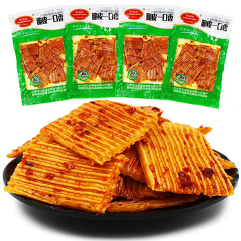 怡冠园 脆皮一口香42g*20包脆皮香干辣条辣片素牛百叶休闲小吃 一袋