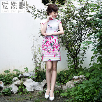 爱然鹏2016婚纱礼服新娘敬酒服红色晚礼服单肩礼服短款时尚修身包臀礼服 红色 S包退换