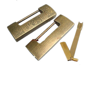 mikihouse中式仿古铜锁老式纯铜横开挂锁古代箱锁插销锁清代复古铜