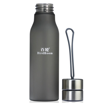 百轮BirdRoom抗压磨砂600ml水杯 带滤网塑料杯子运动水壶便携茶水杯学生杯 灰色 6025