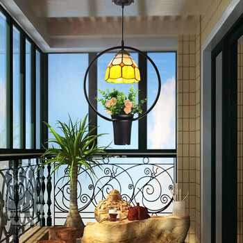 创意小鸟吊灯田园餐厅酒吧台绿植物卧室装饰入户阳台过道灯 黄色