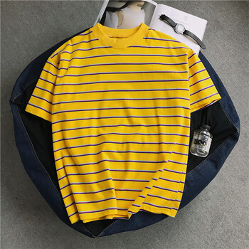 男士半袖t恤韩版宽松上衣夏季新款潮流情侣衣服男生短袖体恤 黄色 xl