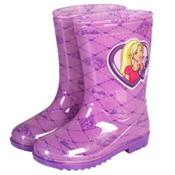 芭比（Barbie）儿童雨鞋女童卡通防滑雨靴小孩胶鞋水鞋 BX-004粉紫色 27码