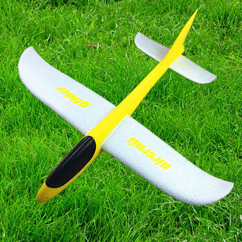 手掷手抛航模泡沫飞机儿童投掷滑翔机户外子玩具模型 50cm黄机身