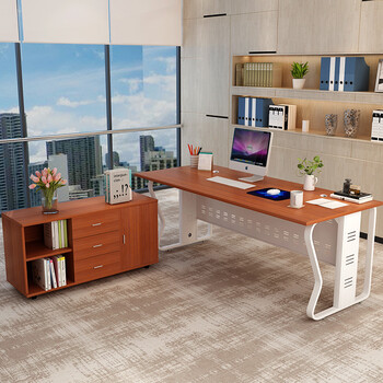 经济型钢木电脑桌老板办公桌大班台主管桌经理桌老板桌简约现代抖音