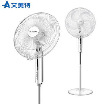 艾美特(airmate)升降電風扇家用靜音遙控節能五葉落地扇 白色