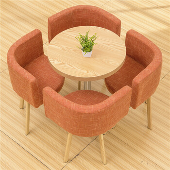 洽谈桌椅组合接待会客休闲桌椅店铺休息区小圆桌子咖啡台 f19布艺椅子