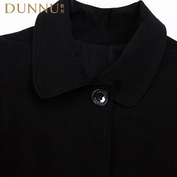 DUNNU敦奴 专柜正品  秋季新款纯色复古气质风衣 黑色 XXL